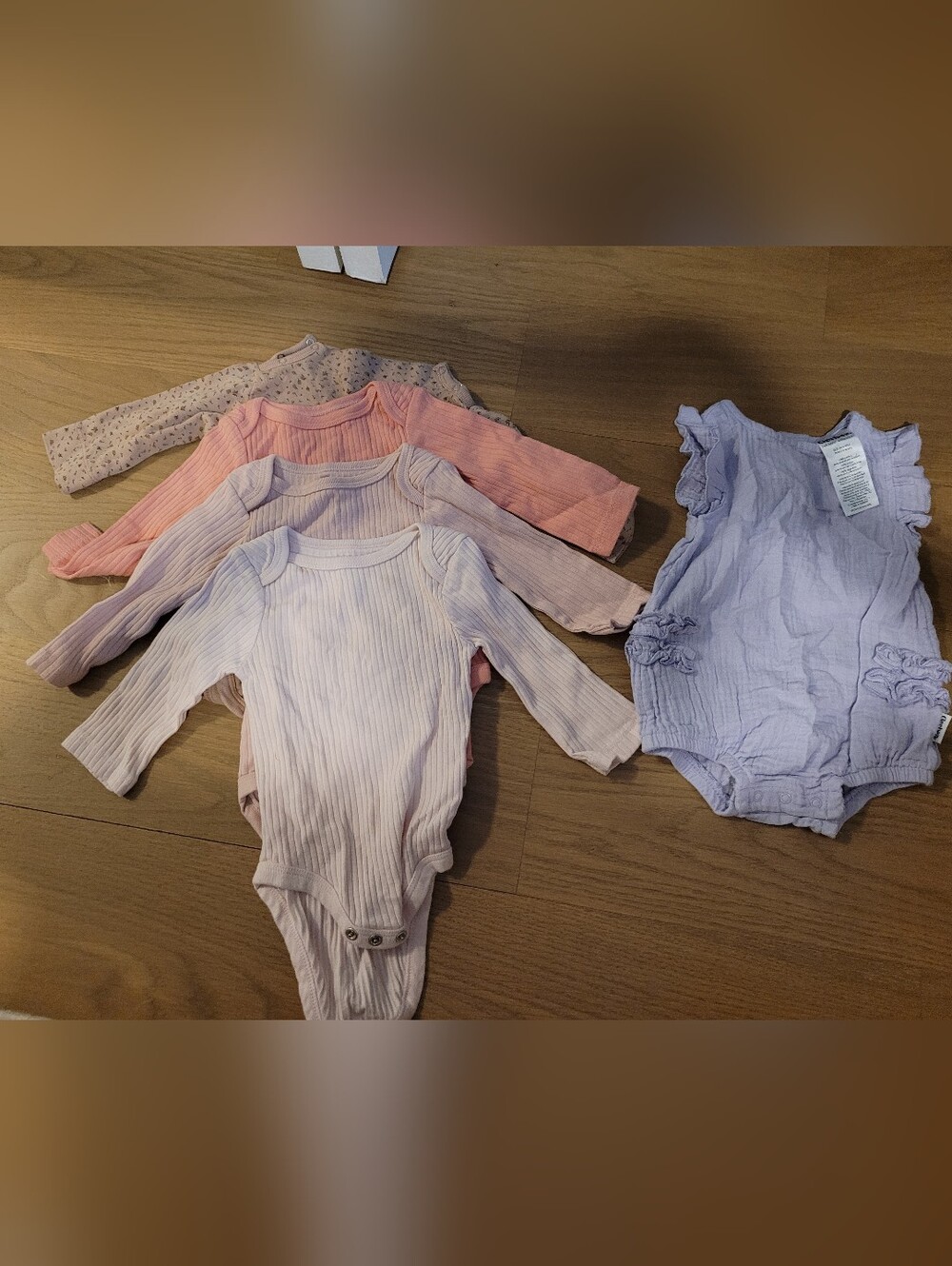Bundle Of 0-3M Baby One-Piece Lot in Light Pink and Lavender